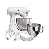 Kitchenaid Classic in weiss 5K45SSEWH mit Spritzschutz und extra Schüssel 4,8 l