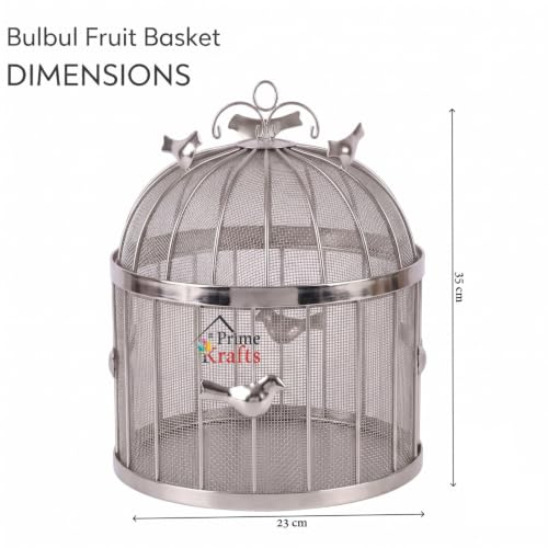 Image of Decorative Insect-Resistant Fruit and Vegetables Basket with Lid | Countertop Mesh (Jaali) Design Fruit Storage Basket for Kitchen, Dining Table, Living Room (Silver, Design 3)