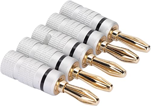 Image of [ 12 Pieces (6 Pcs Red & 6 Pcs Black) ] Banana Jacks Speaker Connector Adapter, Open Screw Type, For Speaker Wire, Wall Plates, 24k Gold Plated Speaker Banana Plugs, Closed Screw Type