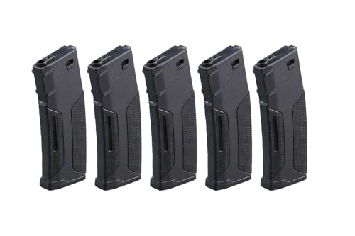 Lancer Tactical Advanced Polymer M4 Airsoft Magazine 140RD Mid Cap - 5 Pack (Black)
