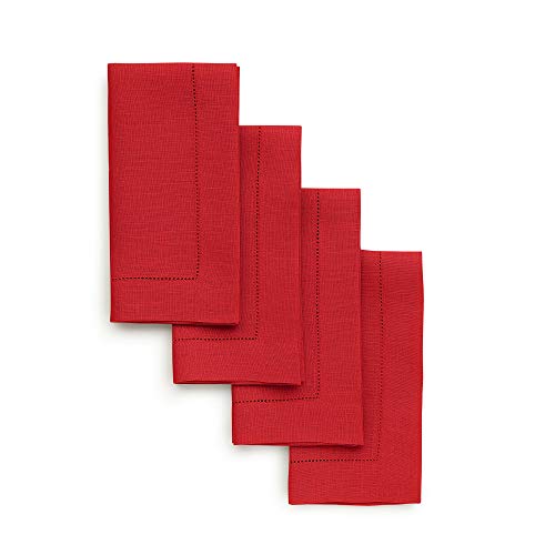 Solino Home Red Linen Napkins Set of 4