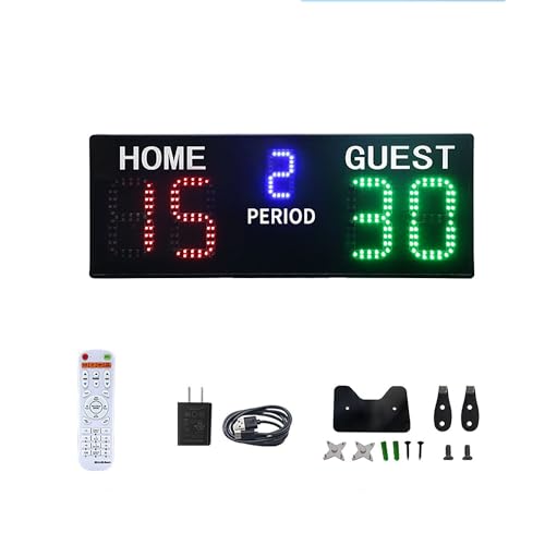 LED Scoreboard with Remote Control, Multisport Indoor Wall-Mount Portable Scoreboard for Basketball, Football, Soccer, Tennis, Badminton