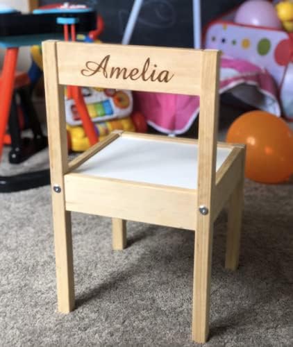 MakeThisMine Personalised Childrens Kids LATT Chair - Any name engraved on the chair, front and back options, customisable (Back Engraving)