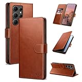 SUANDUCK Wallet Case for Samsung Galaxy S24 Ultra with RFID-Blocking Credit Card Holder, PU Leather Folio Flip Cover Women Men Protective Phone Case Compatible with Samsung S24Ultra, Light Brown