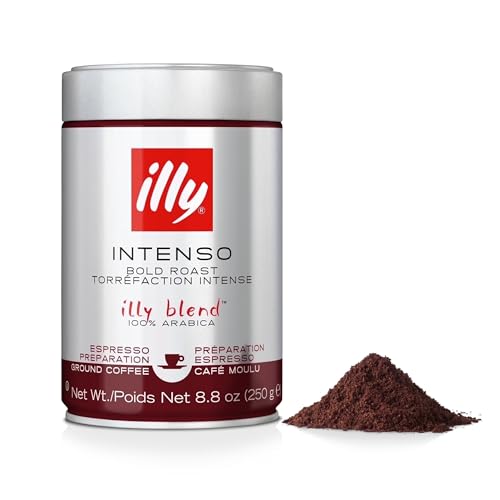 Illy Intenso Ground Espresso Coffee, Bold Roast, Intense, Robust And