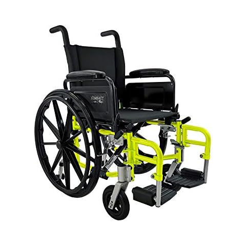 Tuffcare Pediatric Lightweight Wheelchair - Compact Series Ultra Light K0009 - Swing Back Full Arms with Detachable Footrests (Sunshine Yellow, 16" Wide) Cover