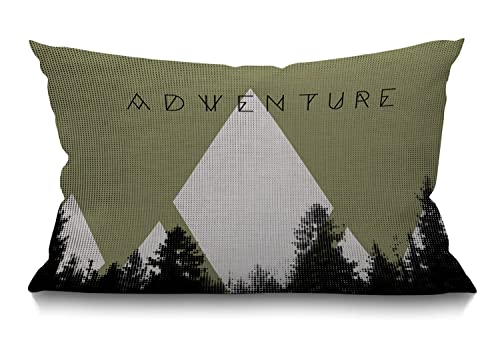 BGBDEIA Housse de coussin rectangulaire motif montagnes 30 x 50 cm - Avec effet demi-teinte - Style...