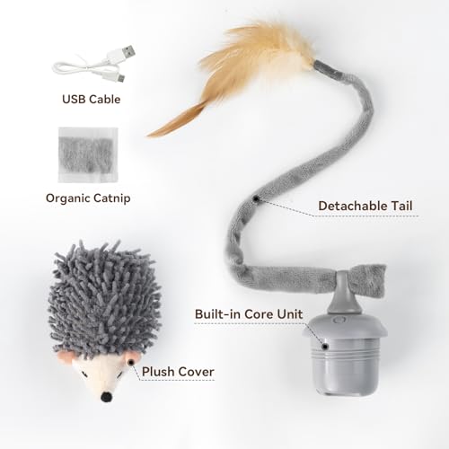 Jouet hérisson interactif chat Migipaws à rotation 360° et queue en peluche - 8