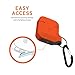 URBAN ARMOR GEAR UAG Compatible with AirPods (1st Gen & 2nd Gen), Full-Body Protective Rugged Water Resistant Soft-Touch Silicone Case with Detachable Carabiner, Orange/Dark Grey