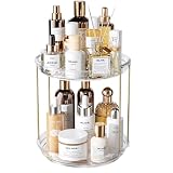 Delamu Rotating Makeup Organizer for Vanity, 2 Tier Bathroom Counter Organizer with...