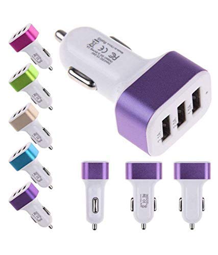Image of 3 Port Car USB Car Charger with Fast Charging, LED Lightup and Simultaneous Charge Support for All Smartphones