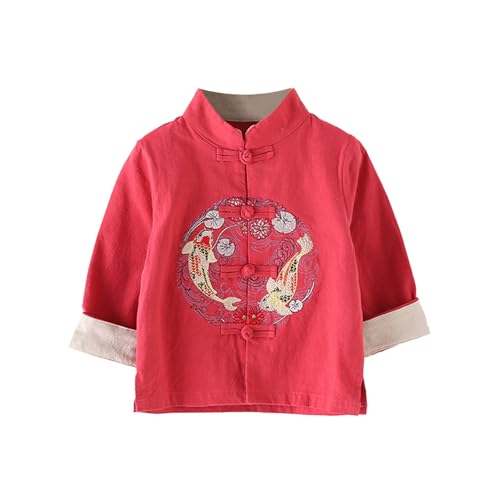 Mud Kingdom Boys Chinese Style Jacket Stand-Up Collar Embroidery Frog Tang Outerwear for Girls