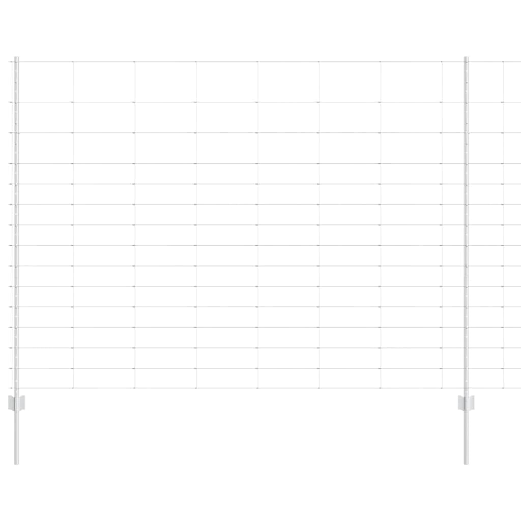Outdoor Fence with Post Silver 1.6 x 50 m Steel Garden Privacy Screen Panel Set UV Resistant Easy Assembly for Terrace Patio Boundary