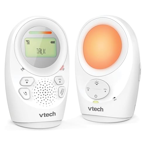 VTech BM1211 Baby-Audioüberwachungsmonitor, klare Klang- und Sicherheitsübertragung, Lange Reichweite, 5-stufiger Lautstärkeregler, Nachtlicht, Babysprechfunktion, Gürtelclip