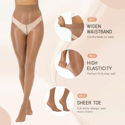 MANZI Shiny Pantyhose for Women 2 Pairs Shimmer Sheer Tights Ultra Silky by MANZI - Used condition - Image 5