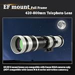 BENOISON 420-800mm Téléphoto Lens pour Canon - EF Lentille pour Canon DSLR, Focus manuel MF Zoom objectif pour Canon EOS Rebelle SL3 SL2 SL1 T8i T7i T7 T6 4000D 1500D 90D 80D 77D 70D 60D 7D 6D 5D 1D DSLR Caméras