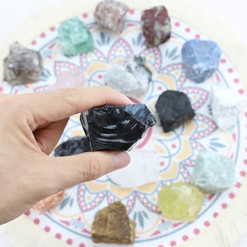 Image of 2Pcs Black Obsidian Crystals 1.8-2.2 inch Large Raw Stones Rocks