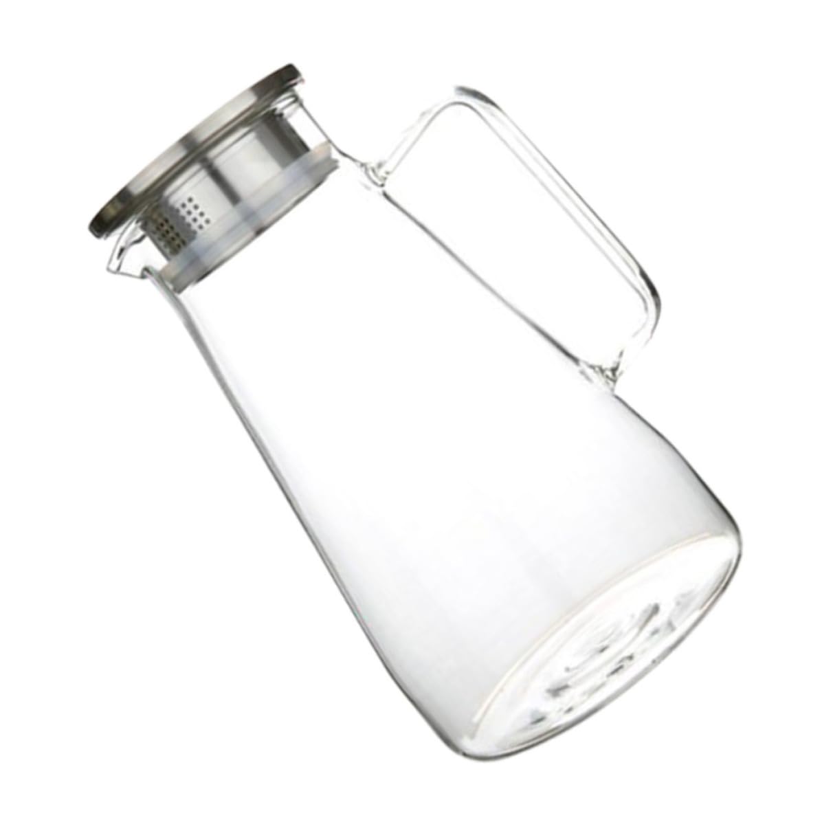 Jarra de Asa de Agua de Vidrio Fría Acero Inoxidable y 1500ml Diseño Cómoda Gran Capacidad para Uso en Casa y Tienda de Té
