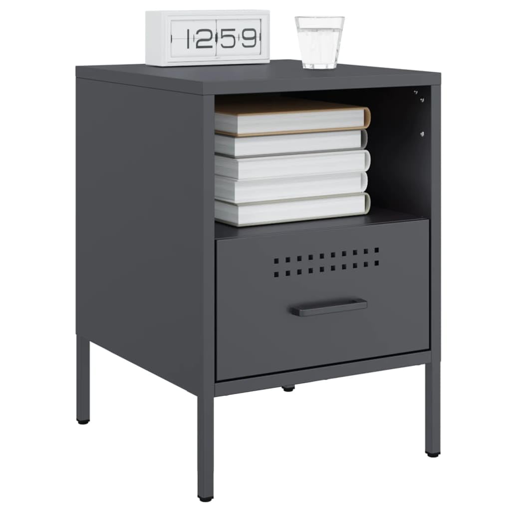 Table de chevet pour chambre à coucher et salon lot de 2 tables de nuit gris anthracite en acier