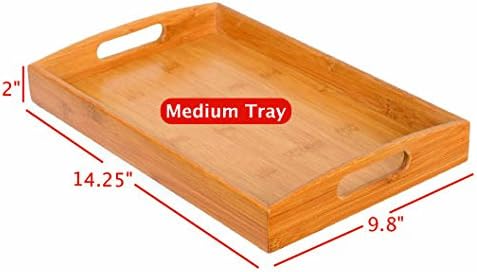 BirdRock Home 3 pc Breakfast Bed Tray (Rounded) - Bamboo - Cut Out Handles - Set of 3 - Bamboo - Nesting