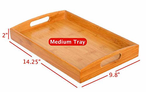 Birdrock Home 3 Pc Breakfast Bed Tray (Rounded) - Bamboo - Cut Out Handles - Set Of 3 - Bamboo - Nesting #TOP4