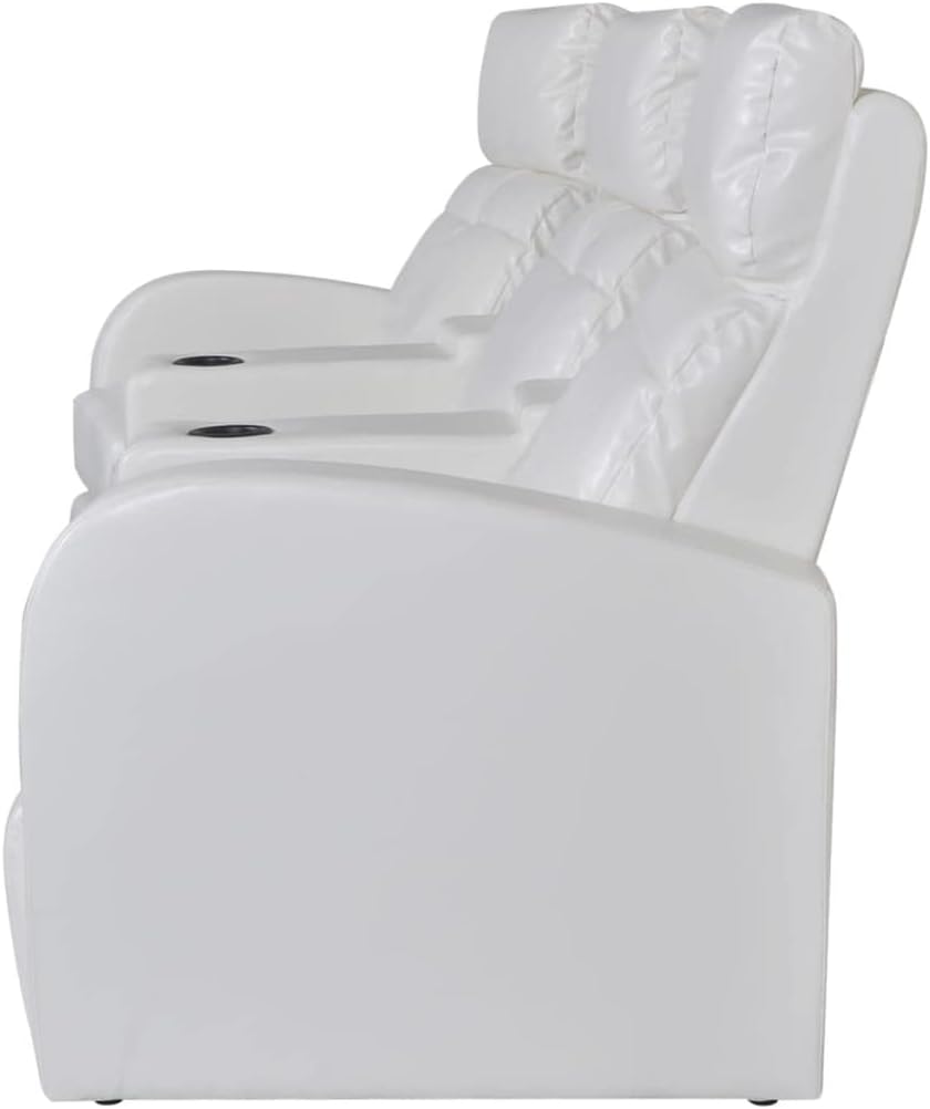 vidaXL Reclining Chair, 3 Seater Recliner Sofa with Adjustable Backrest, Accent Living Room Chair for Home Theater, White Faux Leather