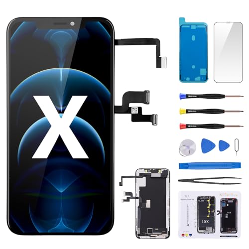 CYKJGS for iPhone X Screen Replacement 5.8 for iPhone 10 with Earpiece and Proximity Sensor LCD Display Digitizer 3D Touch Full Assembly Ear Speaker Repair Kit Front Glass Fix Tool A1865 A1901 A1902