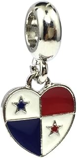 Hanhtatsu, Spain/Italy/Russia/Canada/Brazil/Germany National Flag Heart Pendant Charms European Beads Fit Charms Bracelets DIY Jewelry - (Color: Panama)