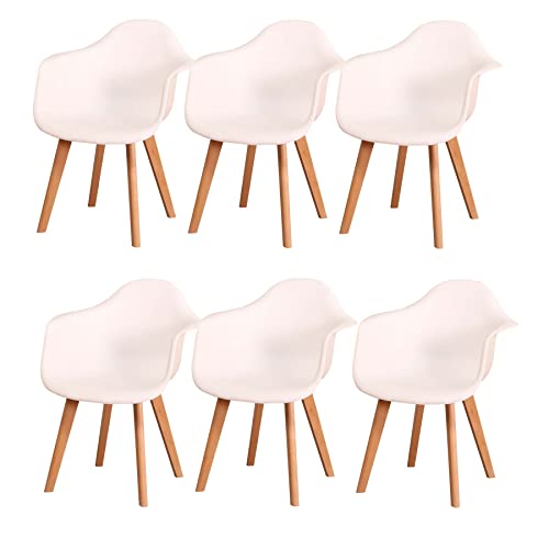 Benyled Pack De 6 Sillón Tower Silla De Comedor Silla Escandinava, Pata Madera De Haya, Estilo Nórdico Blanco Benyled Pack De 6 Sillón Tower Silla De Comedor Silla Escandinava, Pata Madera De Haya, Estilo Nórdico Blanco