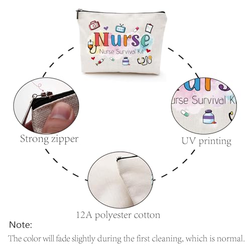 CREATCABIN Nurse Practitioner Bag Nurse Survival Kit Bag Polycotton Cosmetic Multi-Purpose Makeup Pen Case with Zipper Travel Canvas Pouch for Women Student Practitioner Gift 10 x 7 Inch - Image 4