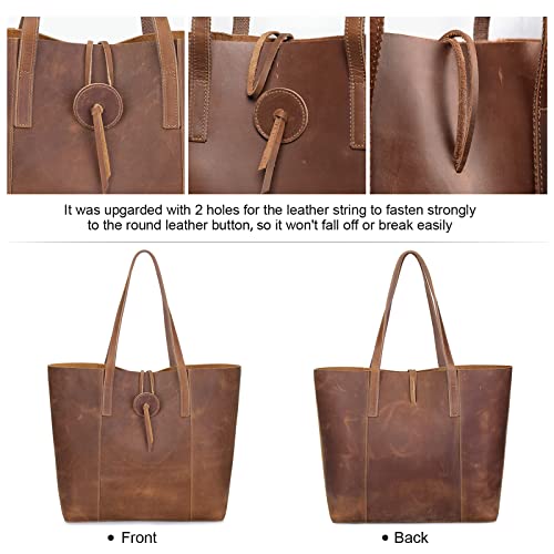 Bolsa Tote de Cuero Vintage para Mujer miniatura 6