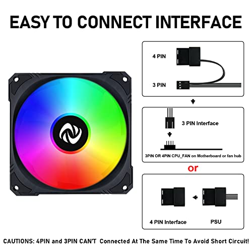 120Mm Case Fan 3 Pack Rgb Case Fans, Silent Version High Airflow Pc Fans, Hydraulic Bearing - Low Noise Rgb Fans With 12V 3 Pin And Molex 4 Pin Psu Plug Computer Fans For Pc Case #TOP2