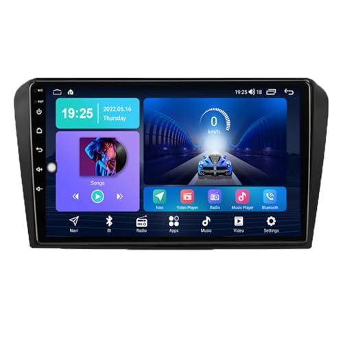 9 Android 14 Radio Estéreo para Coche con Navegación GPS Controles en el Volante/SWC AHD Cámara de Marcha atrás Bluetooth Carplay Radio FM WiFi Control por Mazda 3 2004-2009(H(2G+32G))