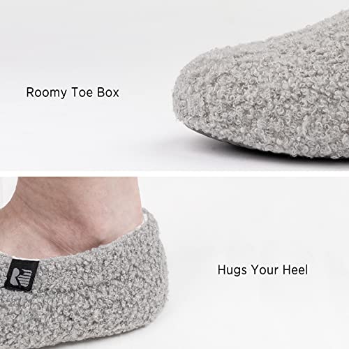 Rockdove Women's Teddy Fleece Closed Back Indoor Slipper, Size 9-10 Us Women, Light Gray #TOP2