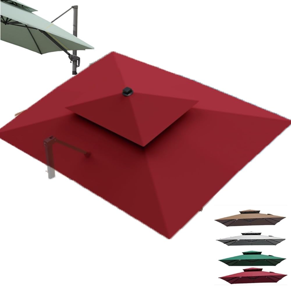 Odkryty parasol tarasowy 3 x 4 m, zamienny podwójny dach, pokrowiec z tkaniny, 8 żeber, pasuje do 3 x (3 m) parasole zewnętrzne, idealny ogród e Solut