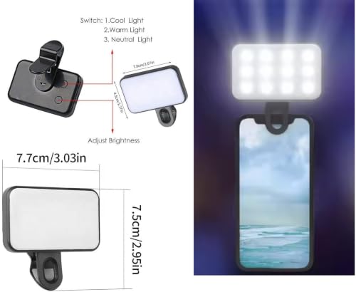 Image of FKU LED Cube Light with Clip - Type-C Rechargeable, Adjustable Brightness, Selfie & Video Lighting (Pocket Rechargeable Led Selfie Light)