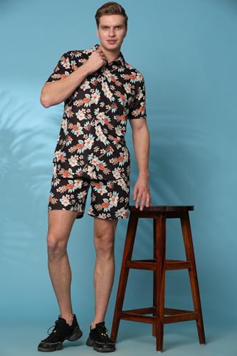 Image of Mens Printed Casual Shirts and Shorts Set Button Down Co-ord Set