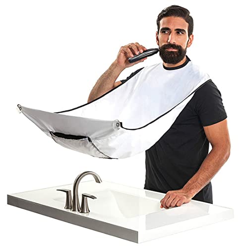 Male Beard Shaving Apron Care Clean Hair Adult Shaver Holder Bathroom Organizer for Man, Beard Trimming Catcher Bib for Shaving & Hair Clippings, Waterproof Non-Stick Hair Catcher Grooming Cloth