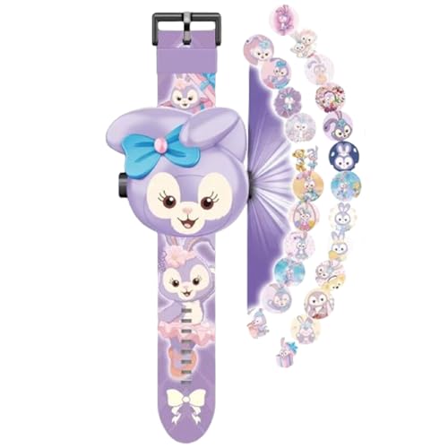 腕時計 ミニプロジェクター 子供の電子時計 キッズ スペシャル プロジェクター ウォッチ 24パターン 夜間照明機能 漫画 プロジェクターウォッチ コスプレ道具 入園 入学 卒園 卒業祝い 誕生日プレゼント パープル