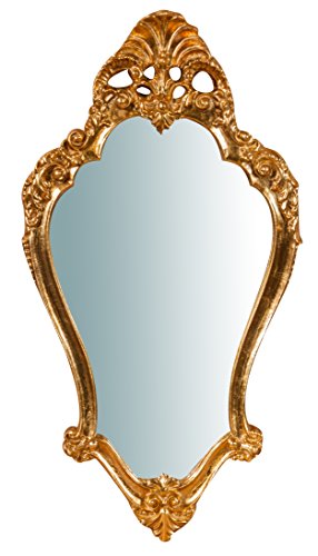 Biscottini W28xDP5xH69 cm Sized Made in Italy Wood Made Antiqued Gold Finish Wall Mirror