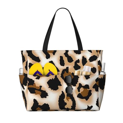 Grand sac de plage résistant au sable motif guépard pour ranger toutes vos affaires