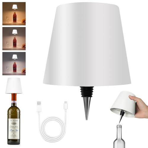 Hoide 2025 New Wireless Bottle Lamp - LED Bottle Lights for Liquor & Wine Bottles Cordless Lampshade Whiskey Bottle Top Light Bottle Stopper Night Light Kit Rechargeable 3-Tone Touch-Dimmable