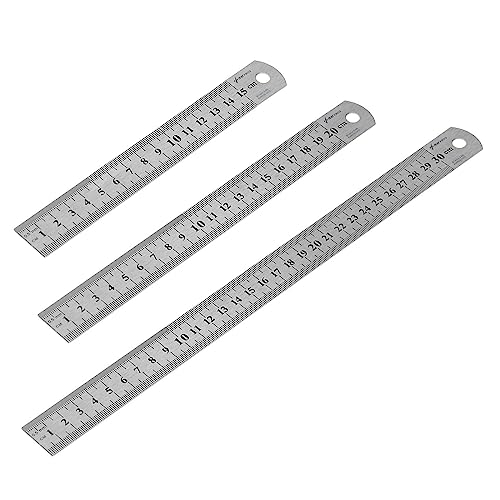 ReaJoys Metal Ruler, 3Pcs Stainless Steel Rulers Set Straight Edge Precision Metal Ruler 15cm 20cm 30cm Measuring Drawing Tool, RZX-UK031