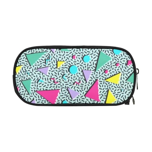Image of ANANGTEE Memphis 80s 90s Pencil Case Pouch for Boys Girls Men Retro 10 | Large Capacity Makeup Bag, 3 Rings Zipper School Supplies Case, Office Desk Soft Organizers Pen Box