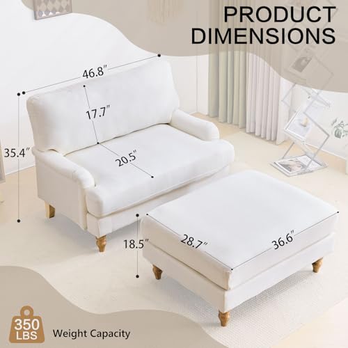 Bezseller-Oversized-Chaise-Lounge-Chair-Indoor-46-W-Upholstered-Sofa-Bed-with-Ottoman-and-Wood-Legs-Big-Comfy-Chair-Leisure-Armchair-for-Living-Room-Bedroom-Apartment-Reading-Room-Beige Bezseller Oversized Chaise Lounge Chair Indoor 46 W Upholstered Sofa Bed with Ottoman and Wood Legs Big Comfy Chair Leisure Armchair for Living Room Bedroom Apartment Reading Room Beige