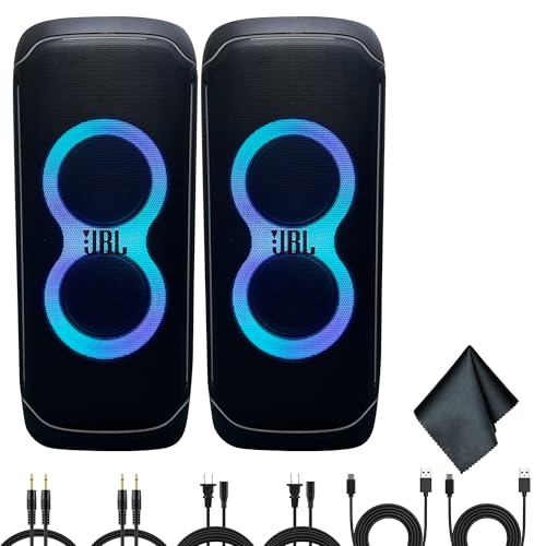 JBL 2 x PartyBox Ultimate 1100W Portable Speaker - Wi-fi & Bluetooth Connectivity Splashproof, Powerful Sound and Exciting Light Show (JBLPARTYBOXULTAM) + Cleaning Cloth + More