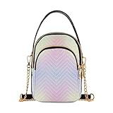 GAIREG Blau Weiß Floral Umhängetaschen Damen Handtasche, Pastellfarbener Regenbogen-Farbverlauf