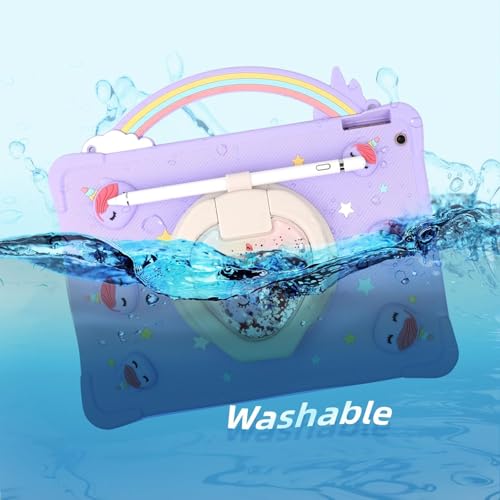 [Super Cute Rainbow Handle Unicorn Case] Compatible with iPad Pro 11 inch (1st, 2nd, 3rd & 4th Gen) 2018/2020/2021/2022 Kids Pop it Case Cover for Kids Girls with Rainbow Handle, 360° Rotating Stand - Image 6