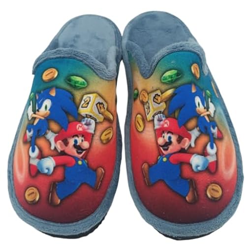 HECHO EN ESPAÑA Zapatillas de Casa para Niños, Destalonada, Confort, Ligera (SONY Y MARIO, Sistema tallas calzado EU, Adolescente, Números, mediano, 32) | Ya disponible en tu tienda friki favorita! En mundofriki.es!
