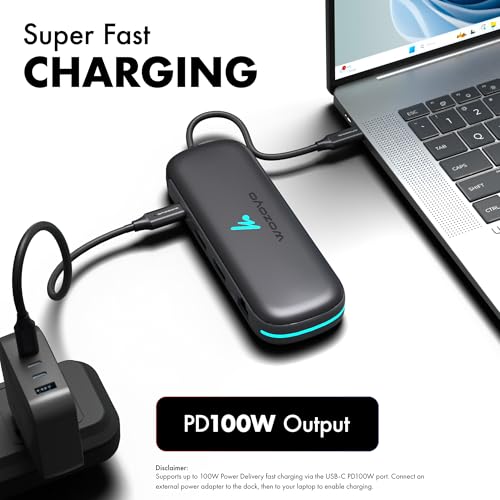 Image of Type C 9 in 1 Wozoyo Docking Station with 2XUSB 5Gbps, 2X4K HDMI,Gigabit Ethernet,SD & TF Card Reader,PD 100W,USB 2.0, USB-C Hub,Universally Compatible with Thunderbolt 4, macOS,Windows,Android & iOS